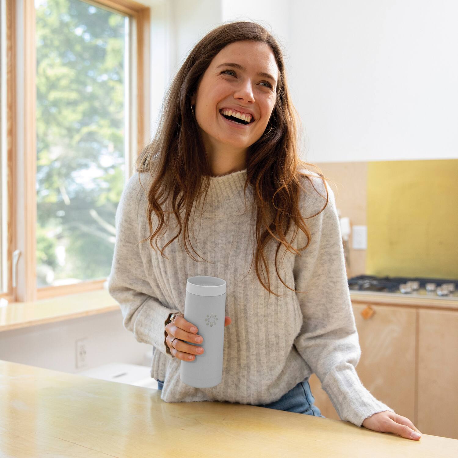 Back. Lifefactory - Lifefactory Ls324mcg4 16-oz. Stainless Steel Vacuum-insulated Tumbler (stone Gray) - gray.