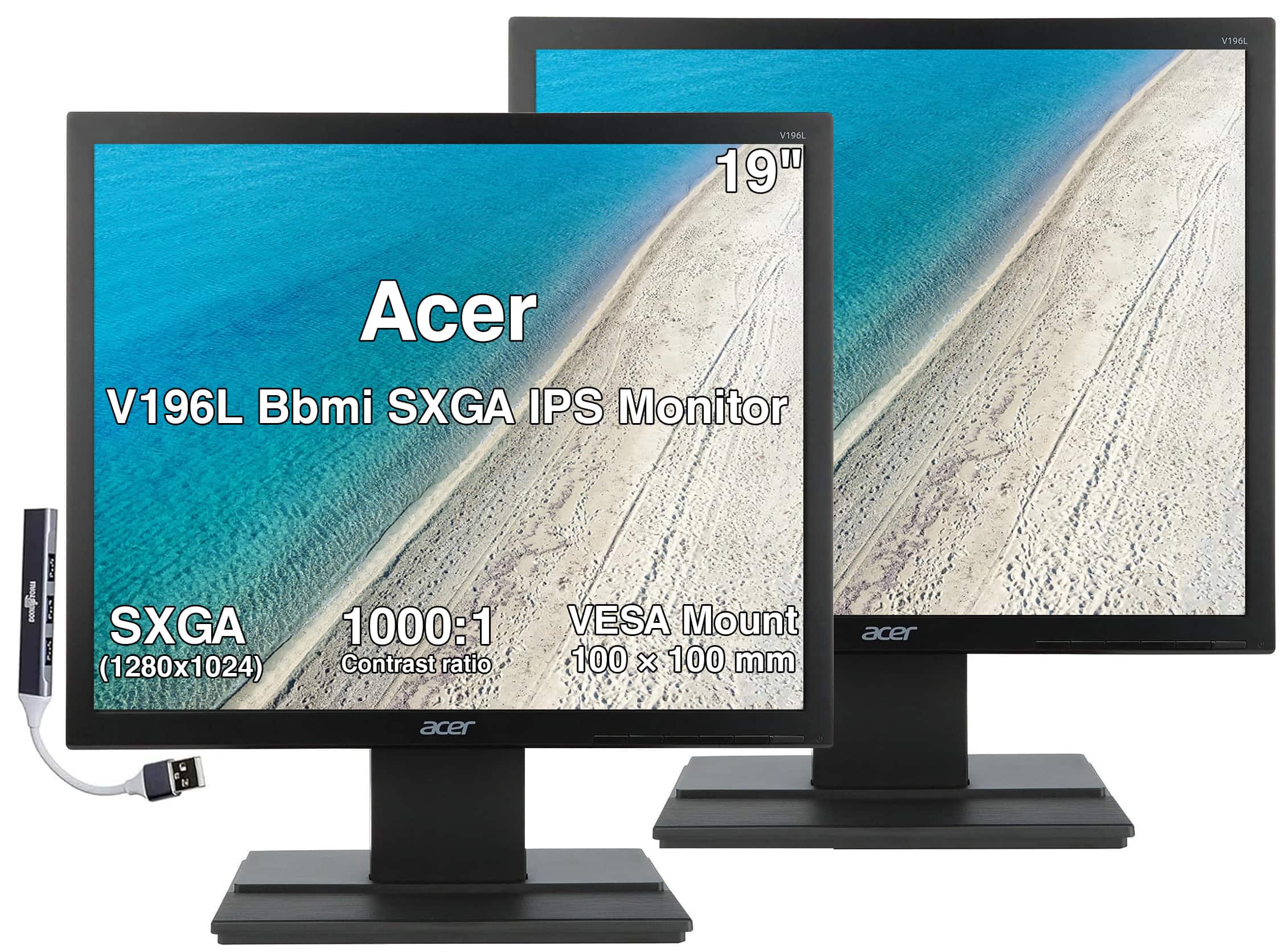 "Acer - V196L Bbmi 19"" SXGA IPS Monitor, 5ms Response Time, VESA Mount, VGA, HDMI & DKZ Hub, (UM.CV6AA.B04) 2 Pack - Black" price history on PriceWatchPro