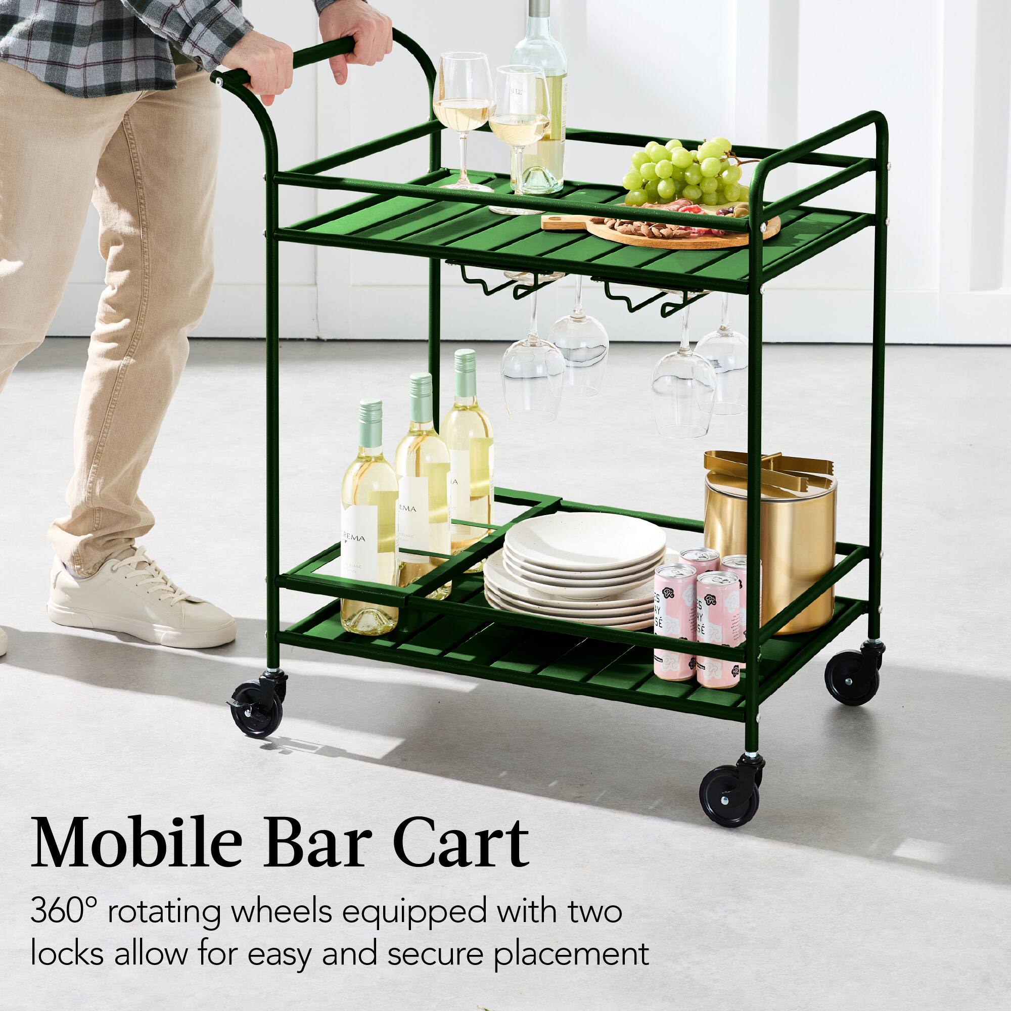 Mobile Bar Cart

360° rotating wheels equipped with two locks allow for easy and secure placement