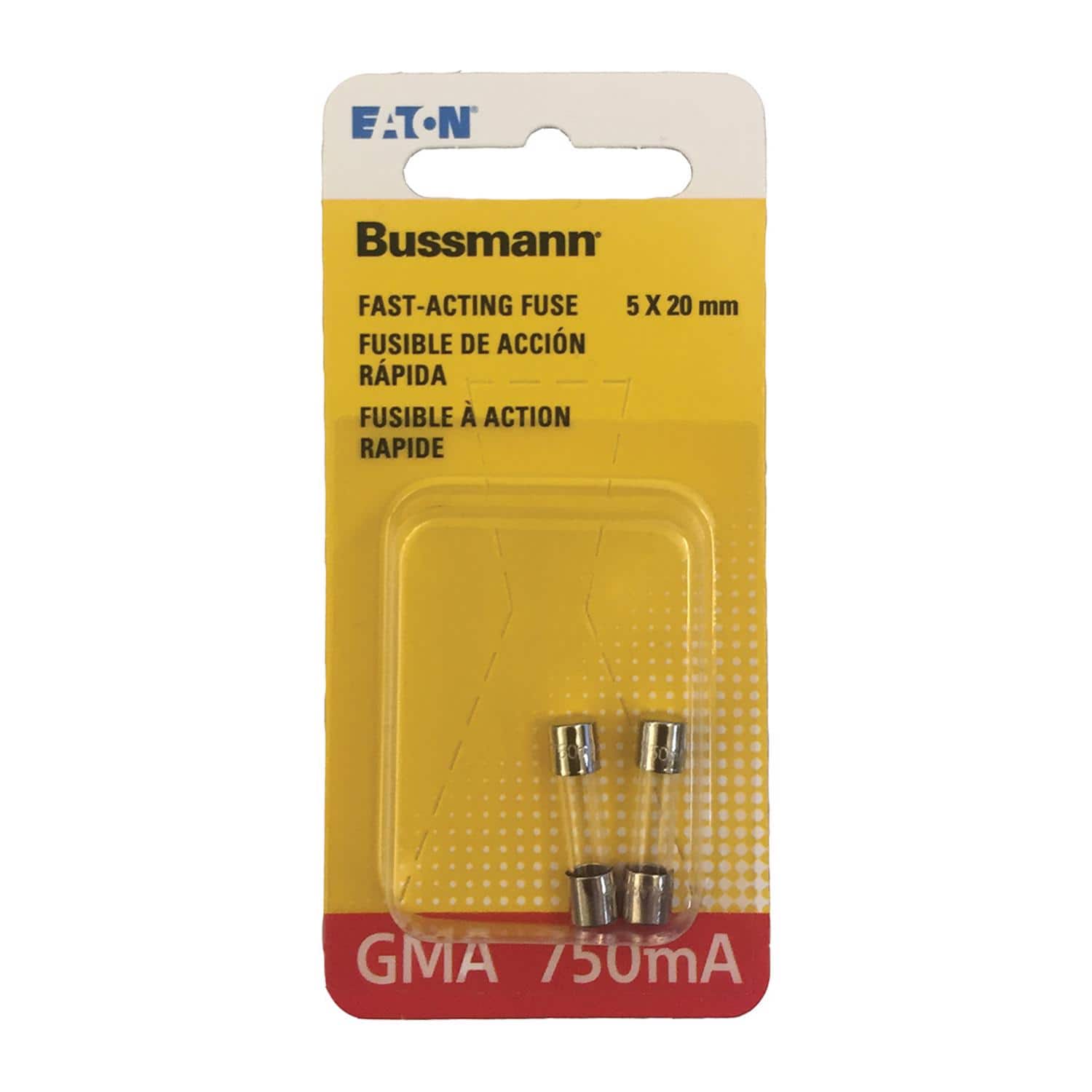 Bussmann - 0.75 amps Fast Acting Glass Fuse 2 pk