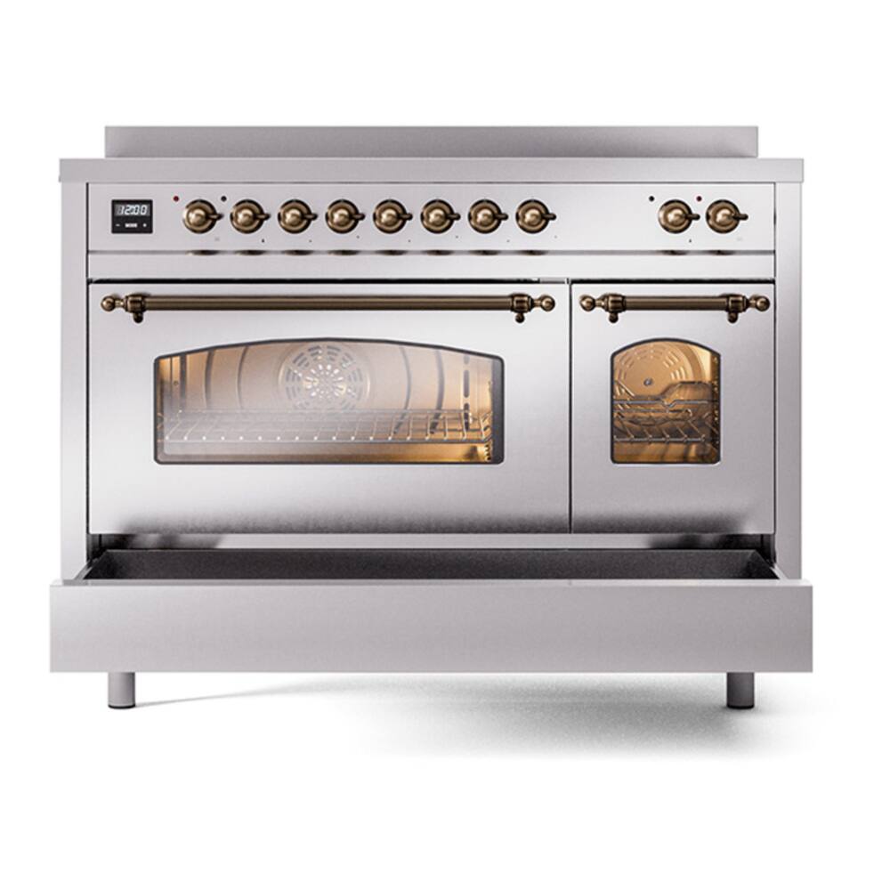 Alt View 6. ILVE - ILVE Nostalgie II Series 48 in. Induction Range with 6 Induction Elements (Burnished Trim) - Stainless Steel.