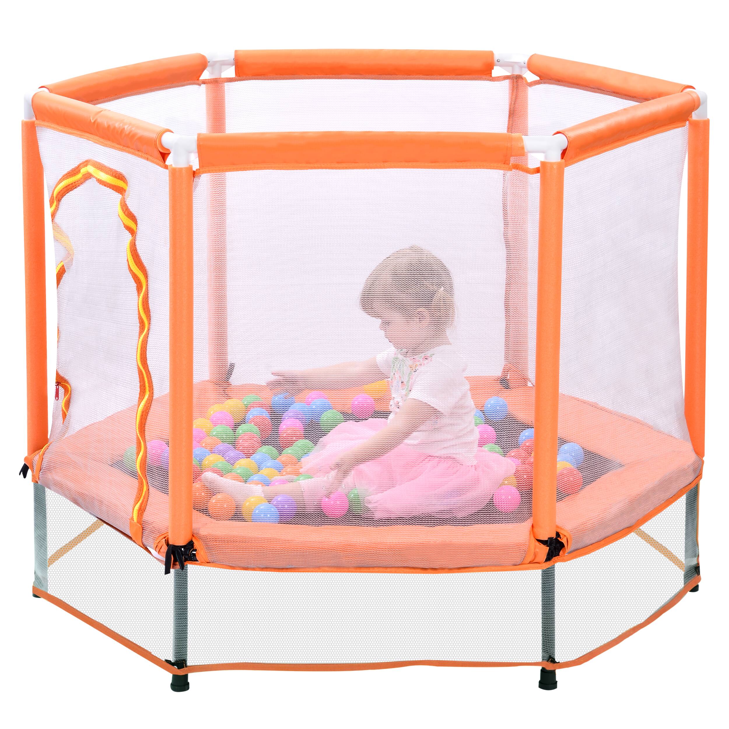 Left. LOVMOR - Lovmor 4.6 FT Trampoline with Enclosure Net Recreational Trampoline for Kids.