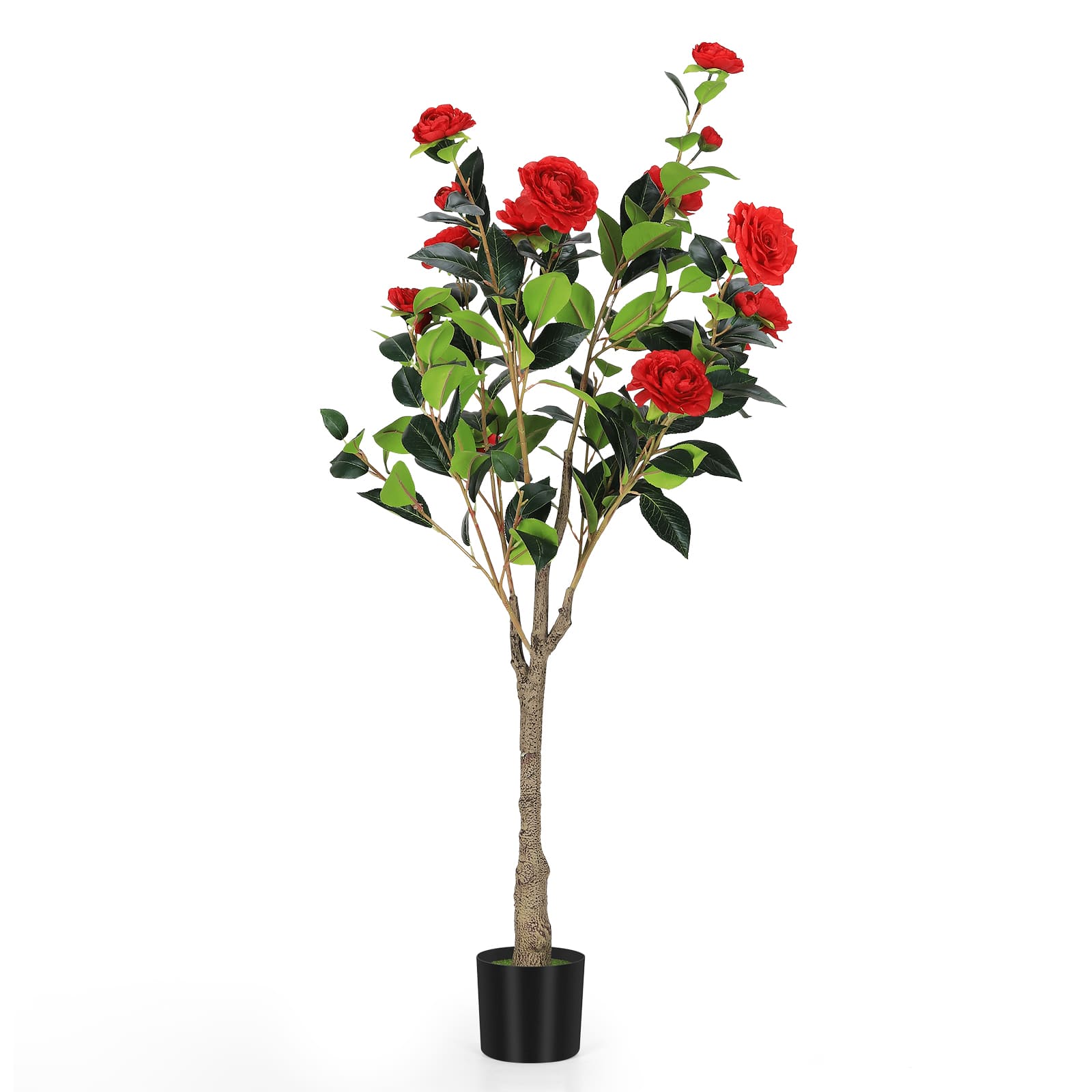 Oumilen - 2 Pack Artificial Camellia Tree in Black Pot - Red price history on PriceWatchPro