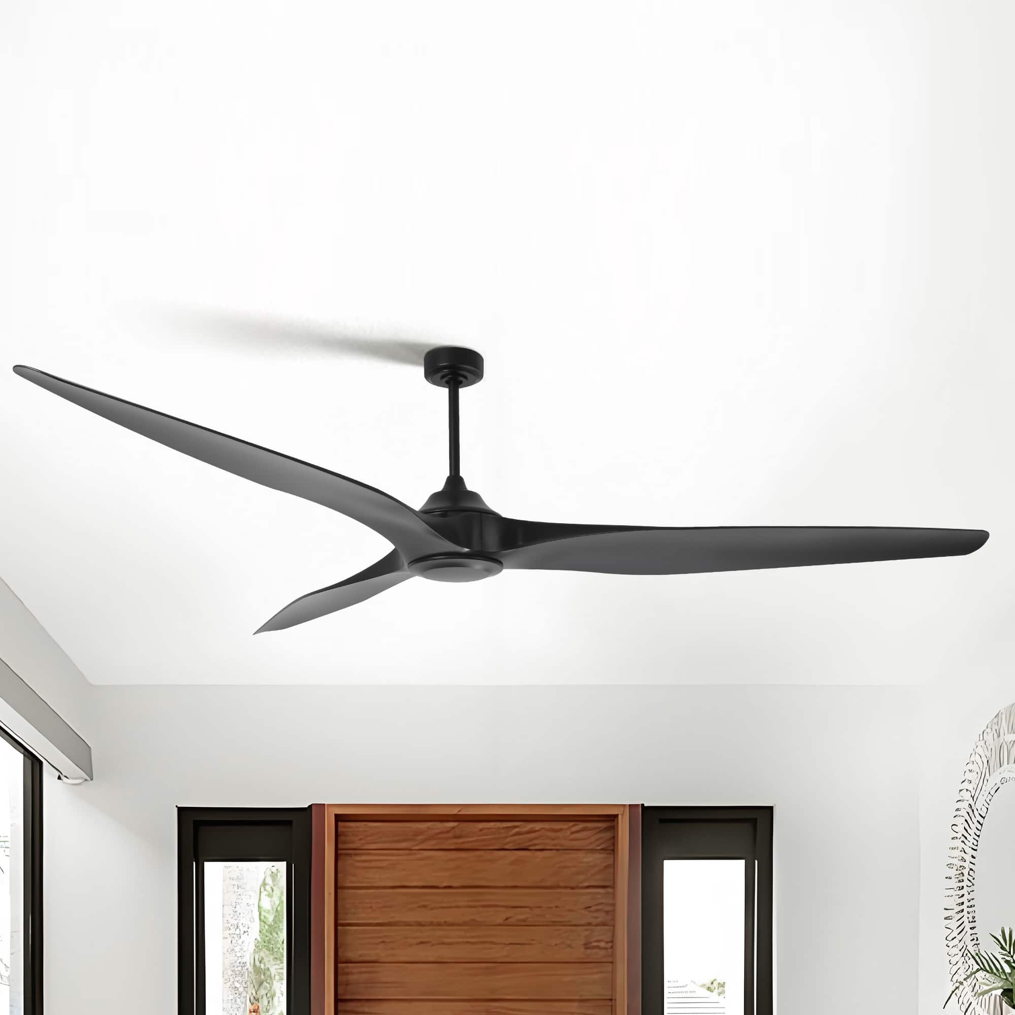 Parrot Uncle - 100" Industrial Extra Larger 3 Propeller ABS Blades Outdoor Ceiling Fan without Light - Matte Black