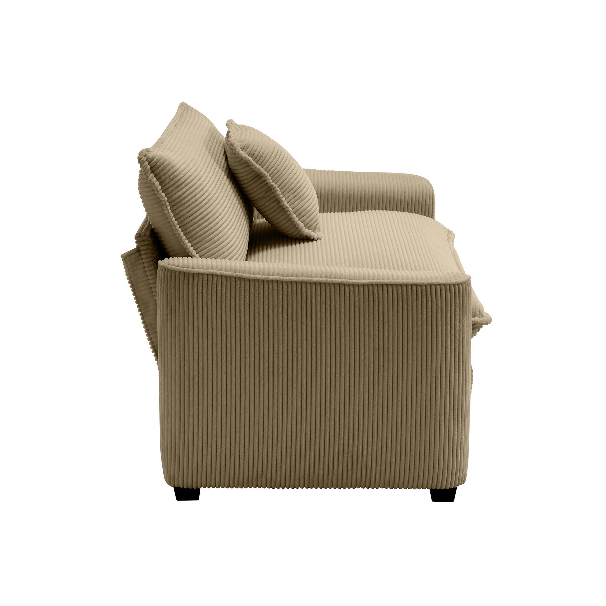 Alt View 2. LOVMOR - Deep Seat Easy Assembly Memory Foam Single Seat Corduroy Accent Chair For Living Room Bedroom Club Soft Lounge - Tan.