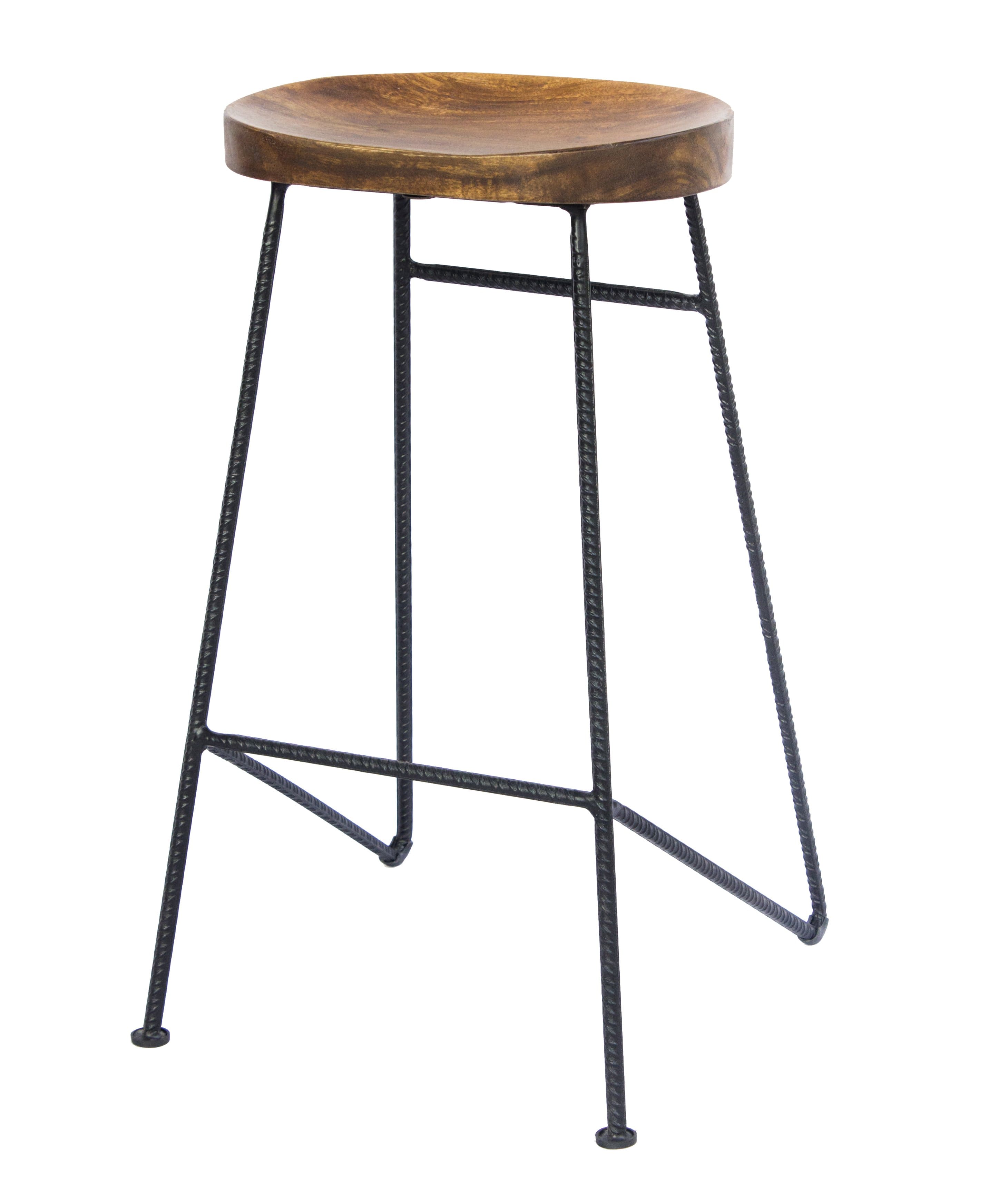 Manhattan Lane - Jael 28 Inch Bar Stool with Mango Wood Saddle Seat, Iron Rod Legs - Brown and Black price history on PriceWatchPro
