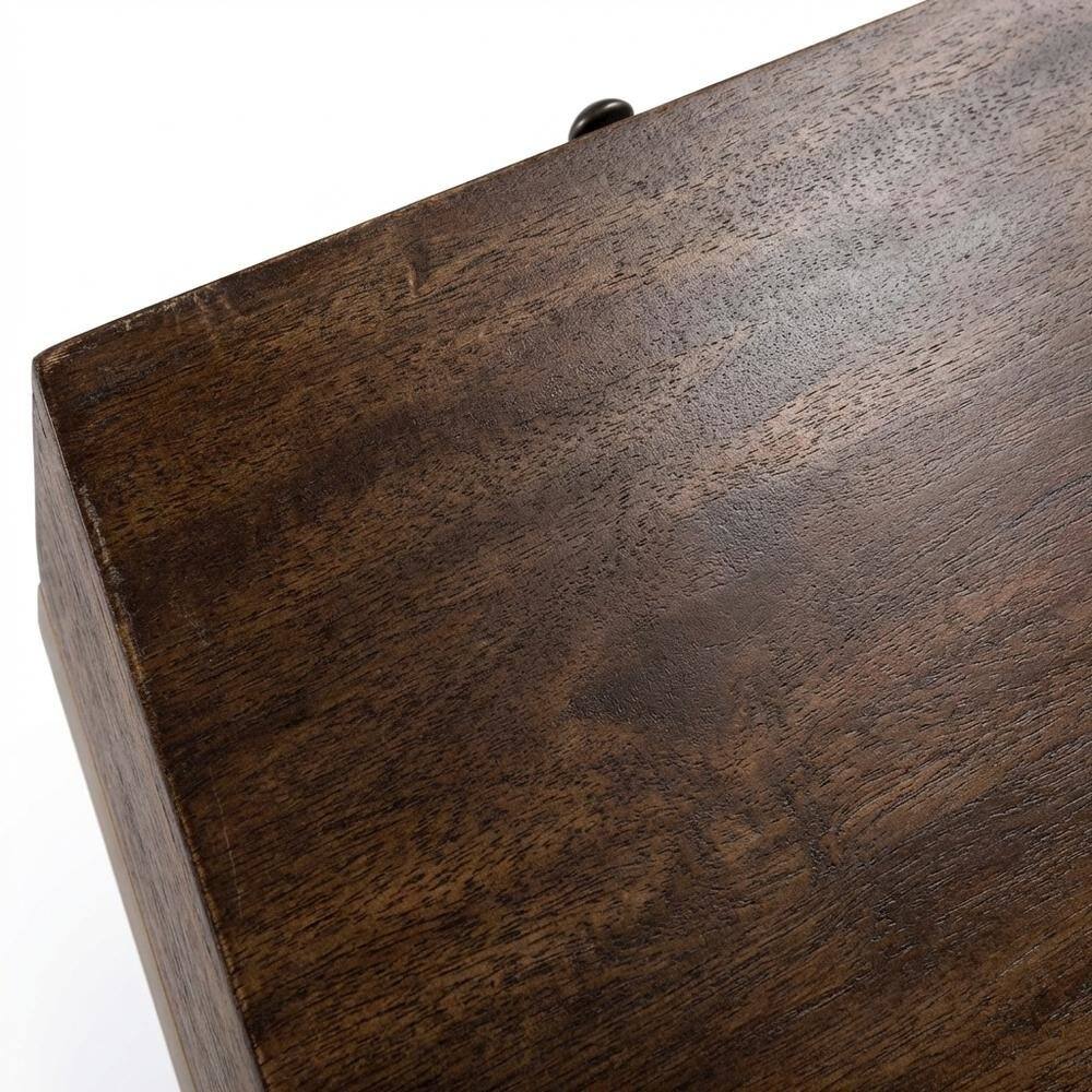 Alt View 2. Starlight Canyon Home - C Shaped End Table with Drawer, Mid-Century Modern Side Table for Living Room - Medium Brown.