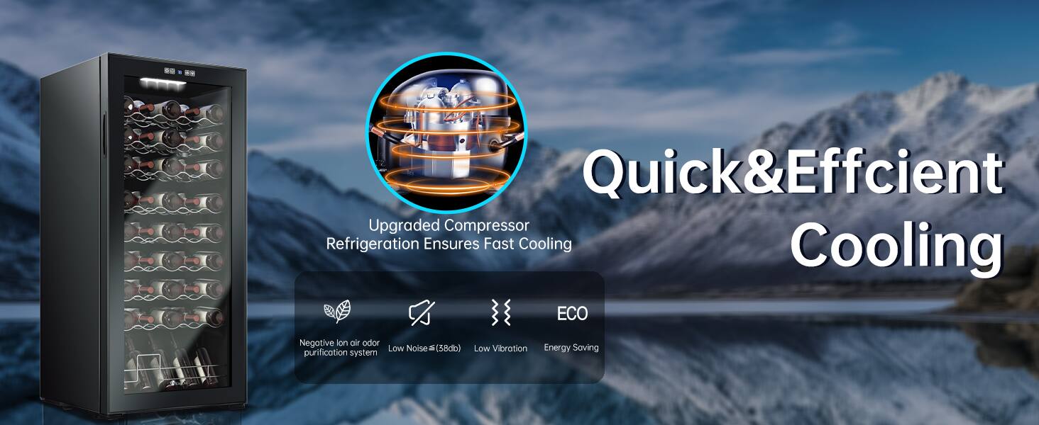 Quick & Efficient Upgraded Compressor Refrigeration Ensures Fast Cooling  
ECO  
Negative Ion Air Odor Purification System  
Low Noise (38dB)  
Low Vibration  
Energy Saving