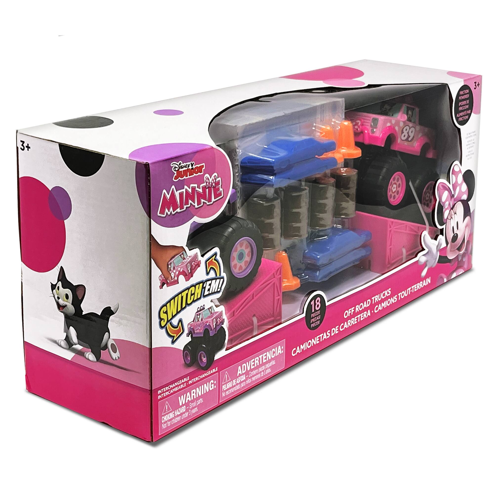 3+ Disney Junior MINNIE 89 3+ - - PX - AEN EM! TOUT-TERRAIN SWITCH TRUCKS CAMIONS 18 OFF ROAD PECOY PEZKE CARRETERA PECES DE CAMIONETAS INTERCHANGEABLES ADVERTENCIA: Ctre o M7 Ces  INTERCHANGEABLE A  DE a  WARNING: E 0 Sta u  NAZUO yes CHOIS I ir  trotshe