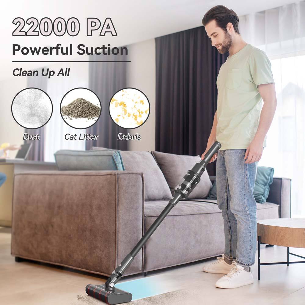 22000 PA Powerful Suction  
Clean Up All  
- Dust  
- Cat Litter  
- Debris