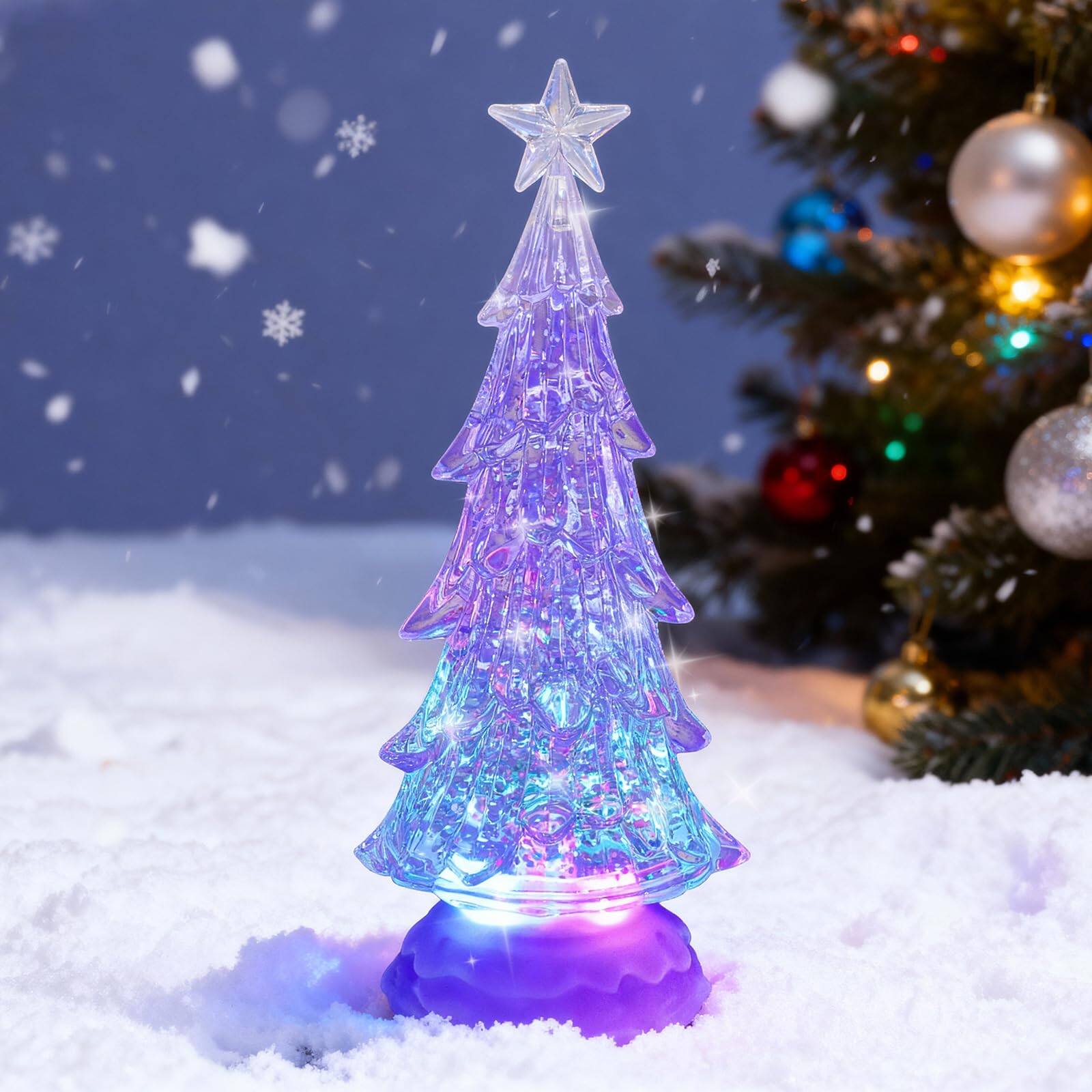 Front. Refined Abode Design - Christmas Tree Snow Globe Lantern Warm Light Timer Water Usb Operated Festival Decorations Gifts gold Tree - MULTI.
