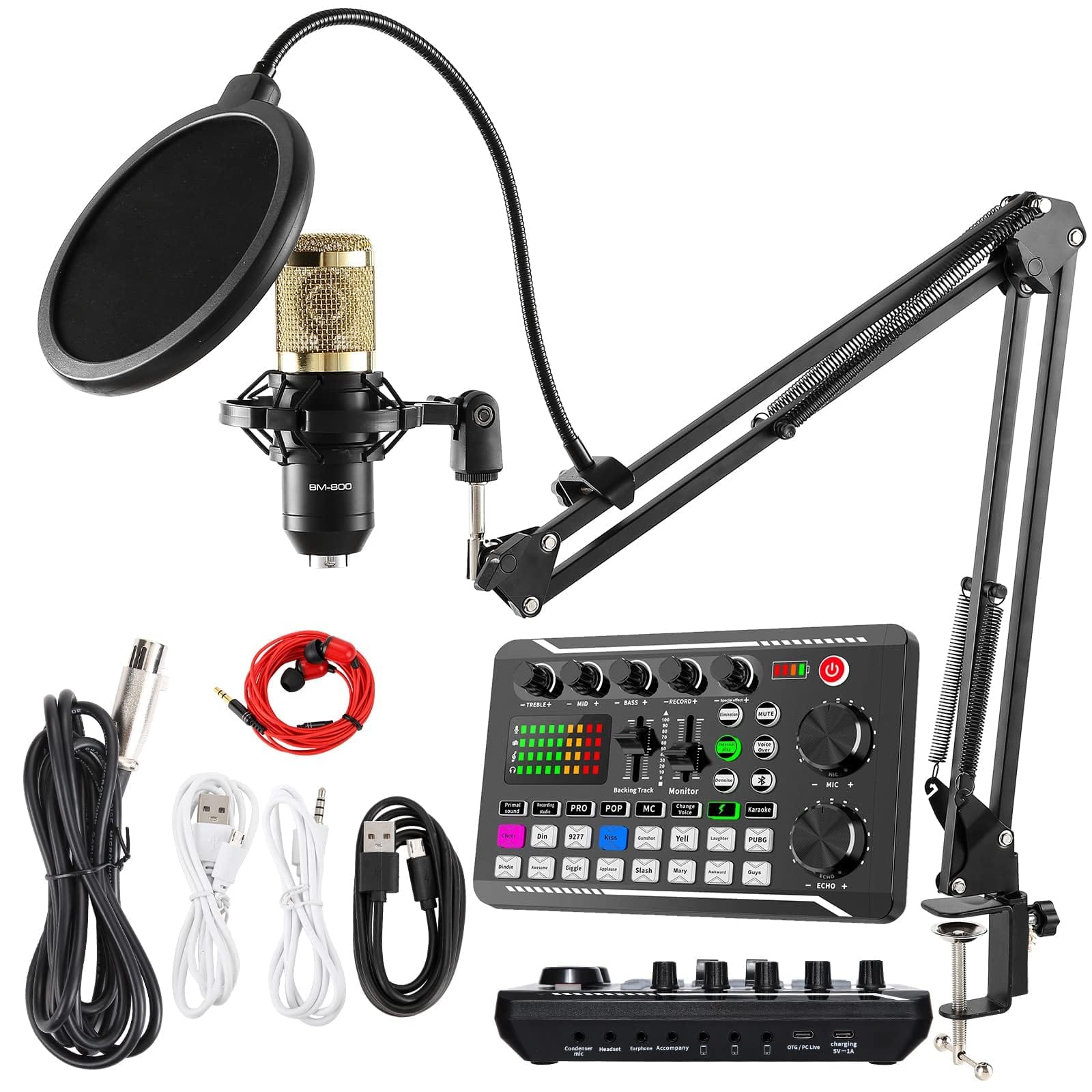 METALTON - Podcast Equipment Bundle Condenser Microphone With Tripod Stand And Audio Mixer For Studio Recording Vocals - F998