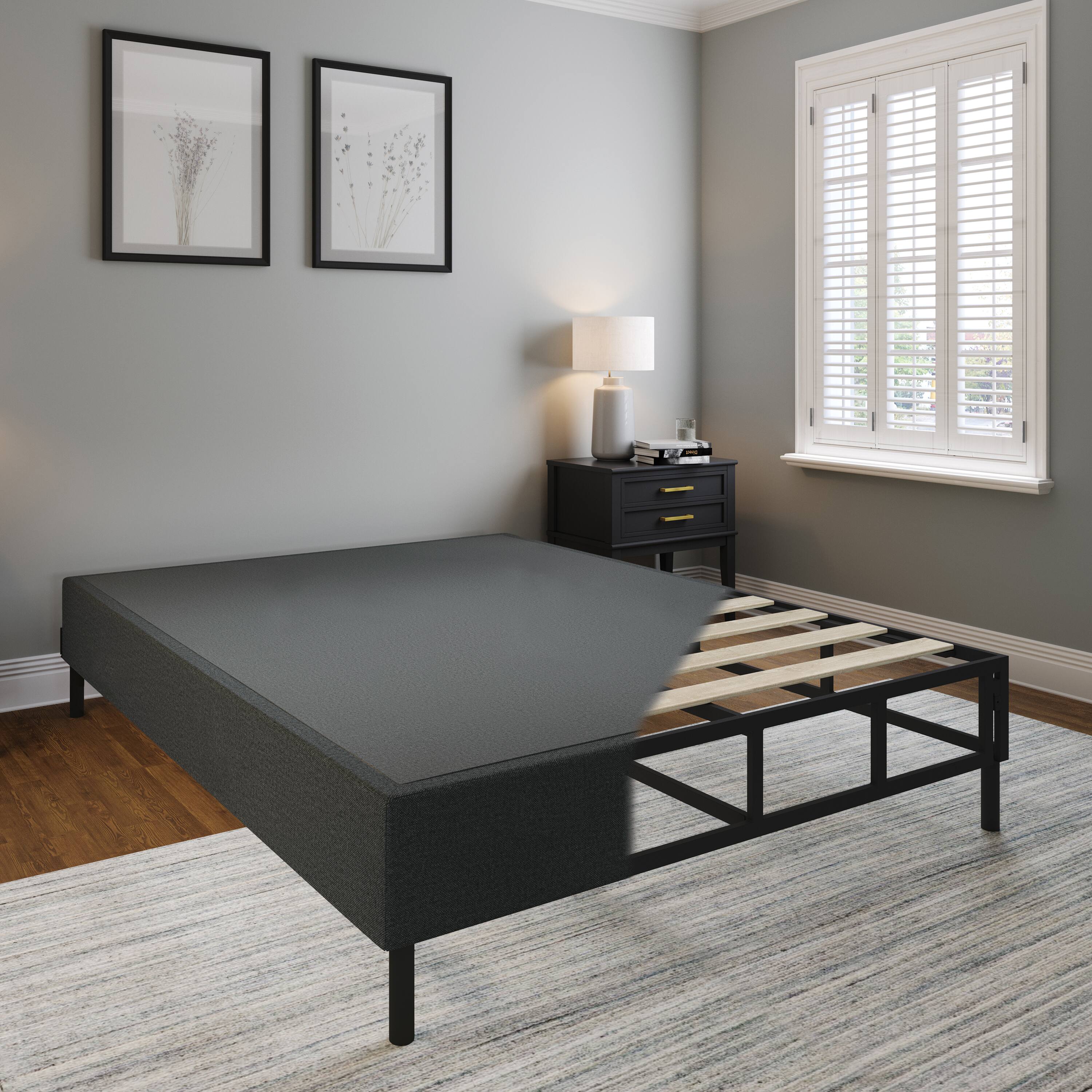 Alt View 4. Boyd Sleep - 2-in-1 Metal Mattress Foundation & Bed Frame, Roll-Out Slats, Removable Legs, Headboard Brackets - Black.