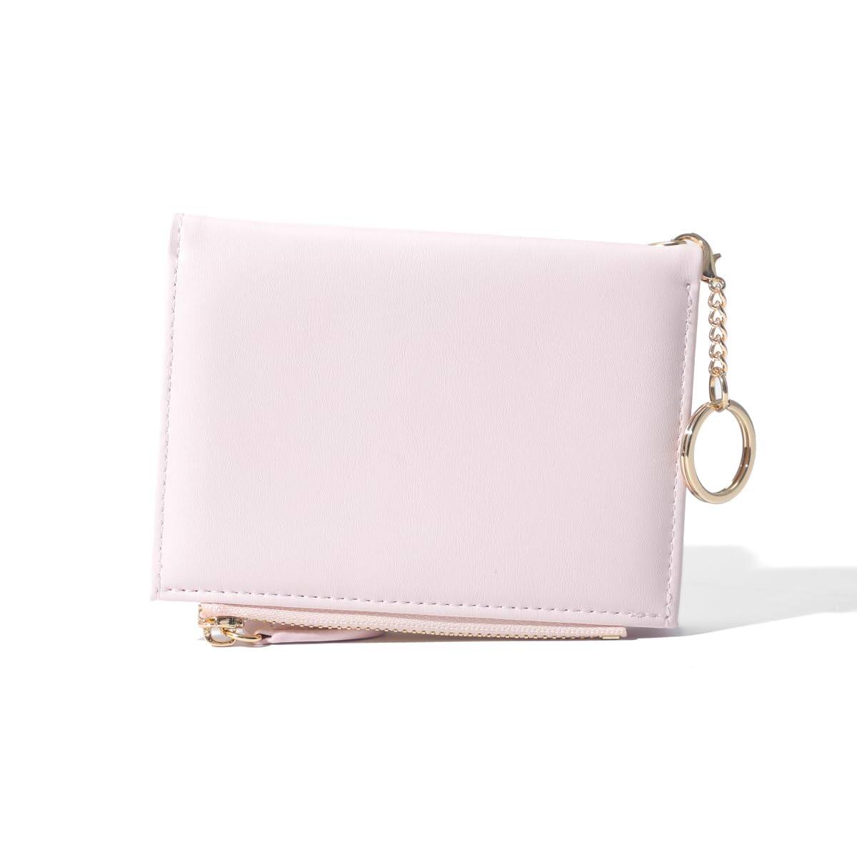 Alt View 2. Jadie Link - Fashion Wallets Cute Small Bow Wallet Aesthetic Card Holder Bifold Purse Pocket Zipper Women simple Pink Premium - Pink-Simple Bow.