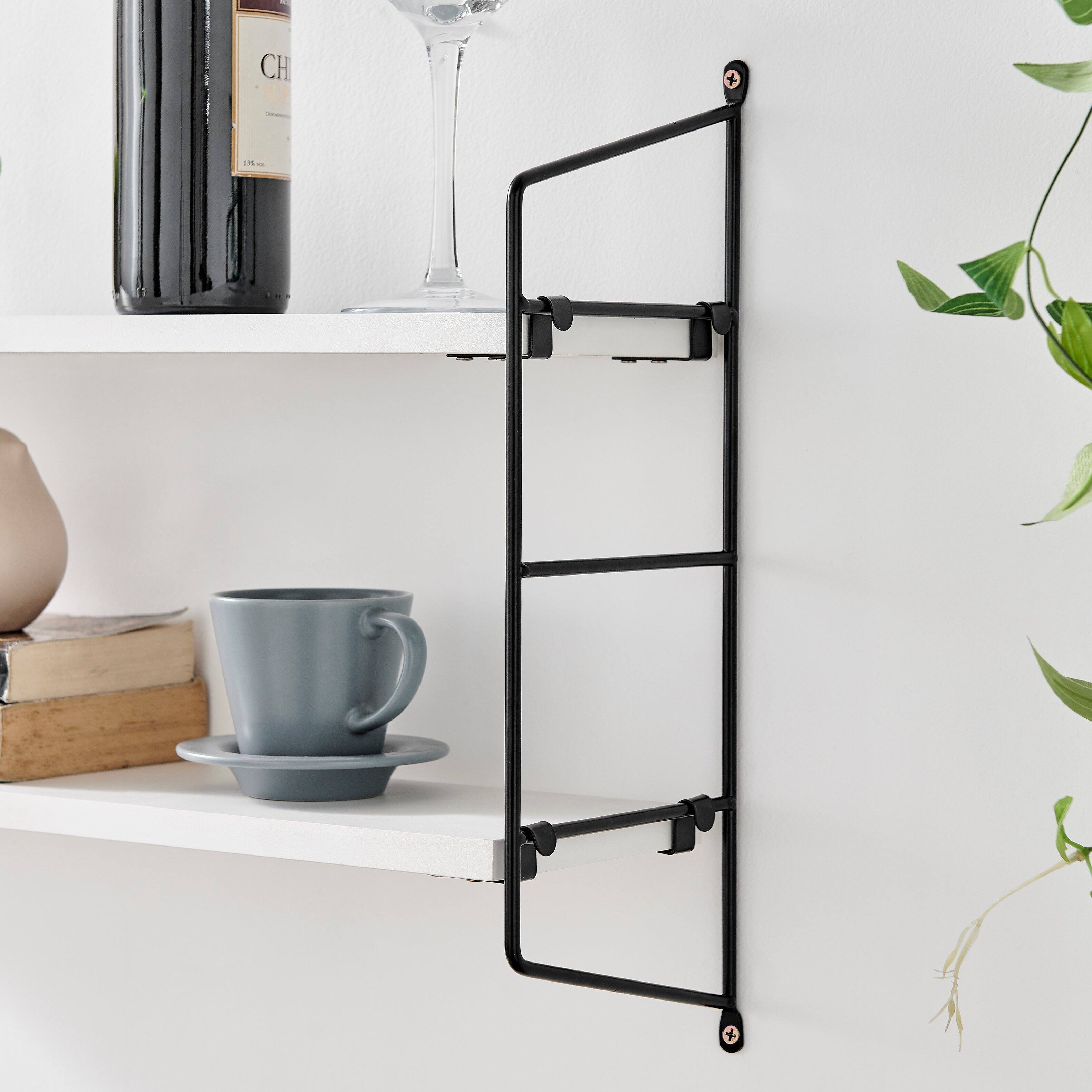 Alt View 2. Danya B - Severini Floating Bracket Farmhouse Two-Tier Wall Shelf - Black/White - White.