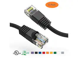Nippon Labs - Cat6 3FT UTP Ethernet Cable, 24AWG RJ45, Black, 10 Pack