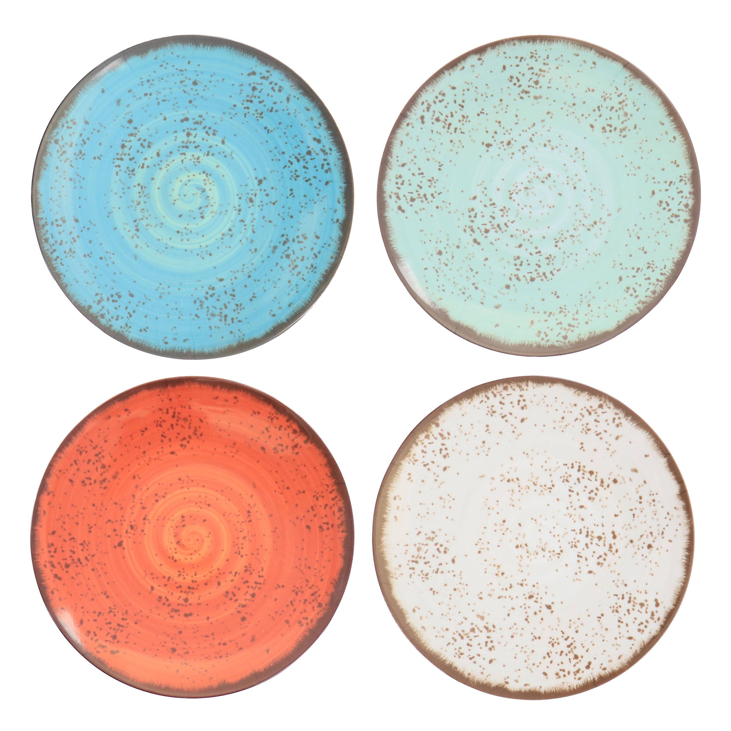 Back. Elama - Elama Pryce 12 Piece Melamine Dinnerware Set in Assorted Colors - Multi.