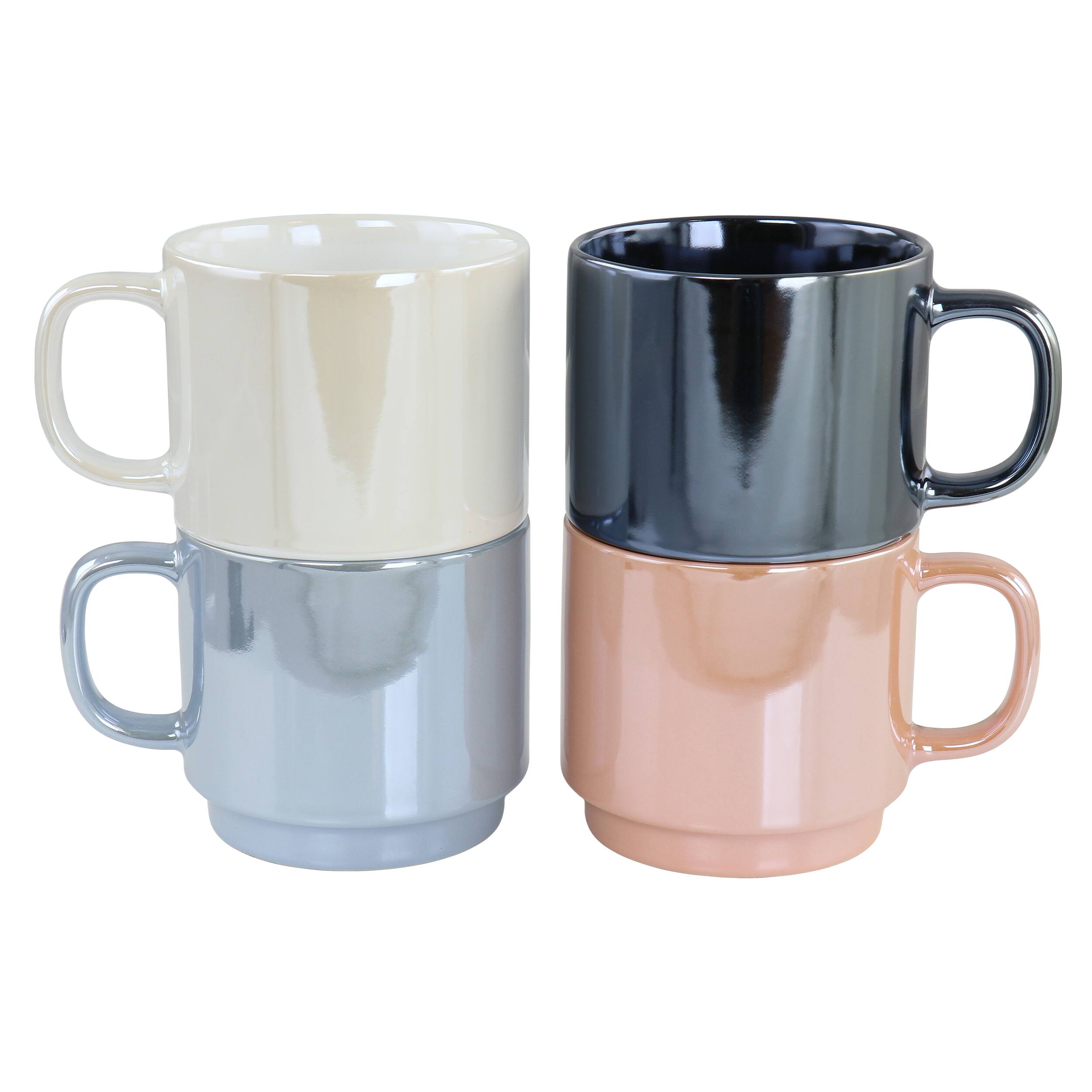 Alt View 1. Mr. Coffee - Mr. Coffee Cafe Celestial 4 Piece 14.8 Ounce Stoneware Pearlized Mug Set in Assorted Colors - Assorted.