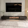 FUFU & GAGA - Modern Electric Fireplace TV Stand with Hidden Storage, 12-Color Flame, Quiet Supplemental Heating - Black