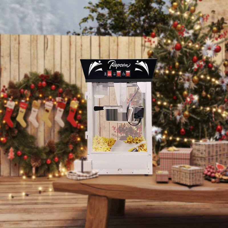 Front. Aukfa - Commercial Popcorn Maker Machine - 12oz Stainless Steel Kettle, 850W with Warming Deck for Parties & Events - White.