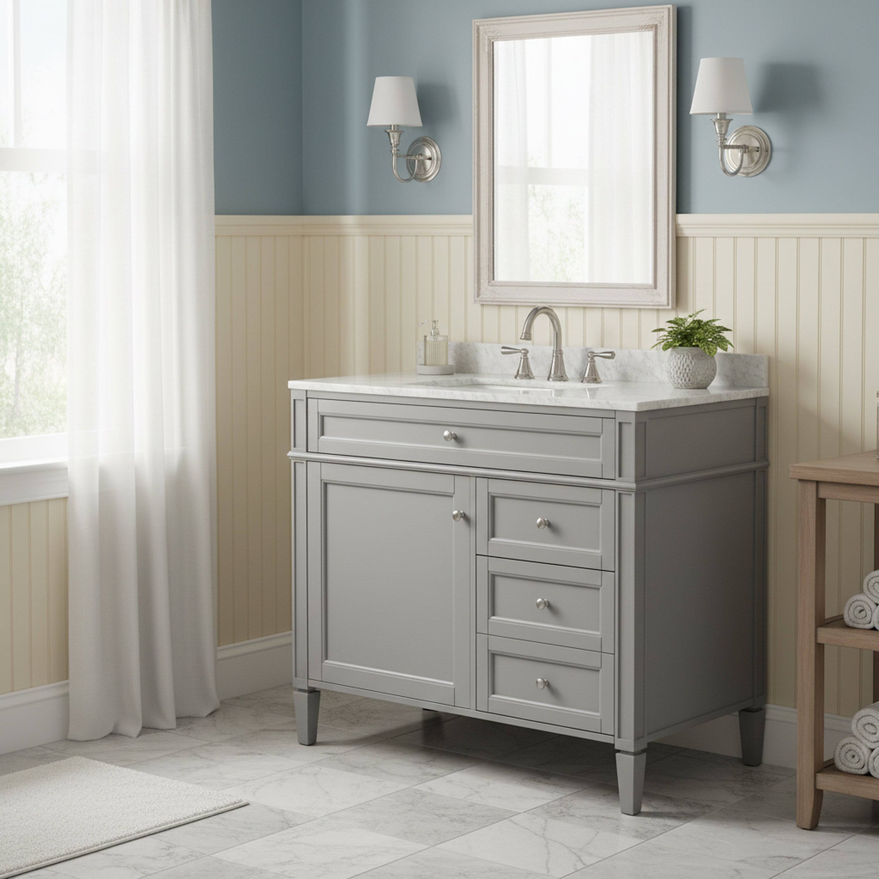 Alt View 1. Boyel Living - 36 Inch Modern Bathroom Vanity Cabinet Two Drawers Tip Out No Sink Grey - Gray.