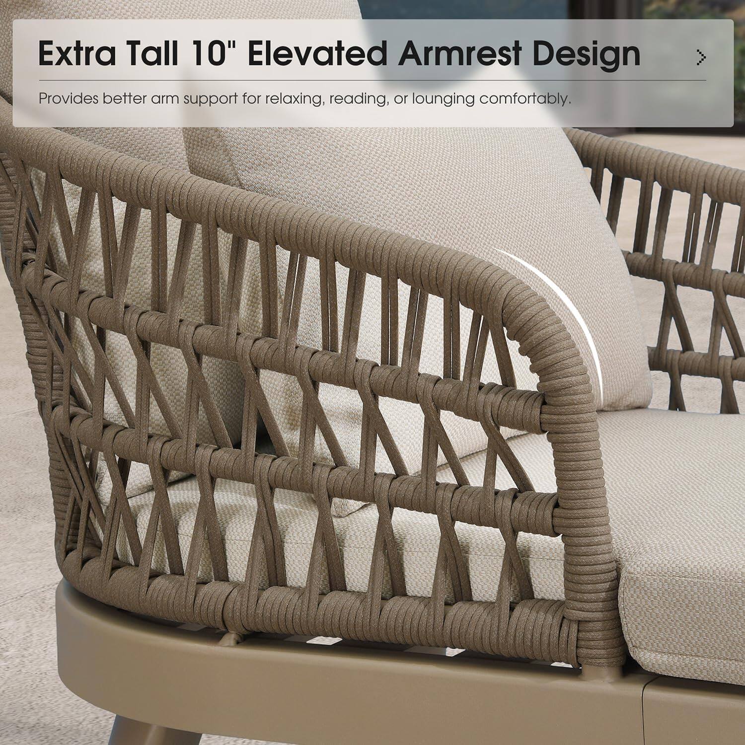 Extra Tall 10" Elevated Armrest Design  
Provides better arm support for relaxing, reading, or lounging comfortably.