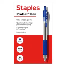 Staples - ProGel Retractable Gel Pen, Bold Point, 1.0mm, 36 Pack - Blue Ink