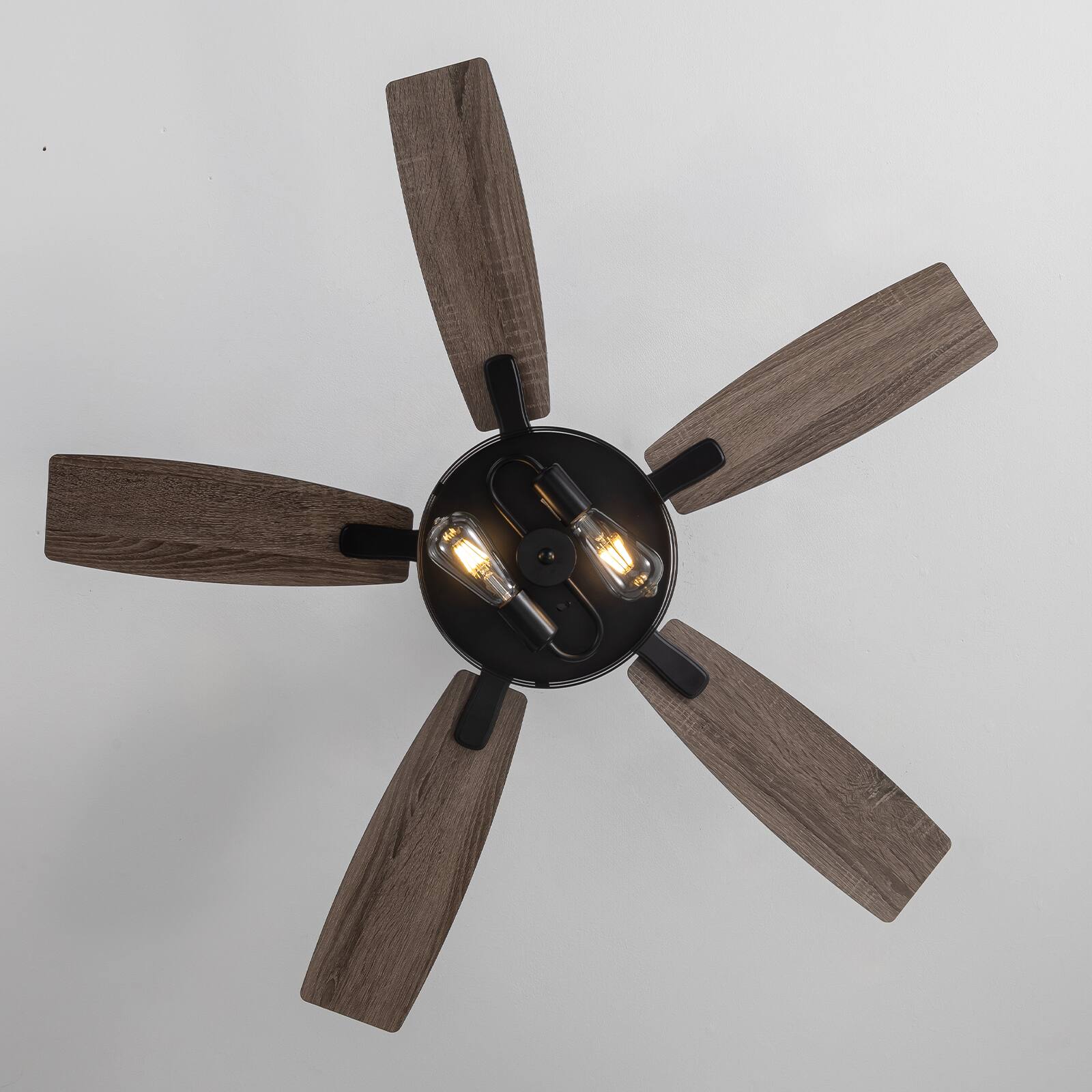 Alt View 7. Siljoy - 42-Inch Rustic Cage Ceiling Fan 5 Blades Industrial Metal Design App & Remote Control for Living Room Bedroom Patio - Black.