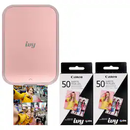 Canon - IVY 2 Mini Photo Printer 2x 2x3" ZINK Photo Paper (50 Sheets) - Blush Pink