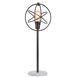 Jonathan Y - Atomic Caged 26.5" Edison Bulb Metal/Marble Modern LED Table Lamp, Oil Rubbed Bronze - Oil Rubbed Bronze/White