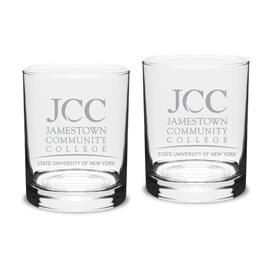 Jardine - SUNY Jamestown Community College 14oz. Classic Double Old Fashion Glass Set - Multicolor