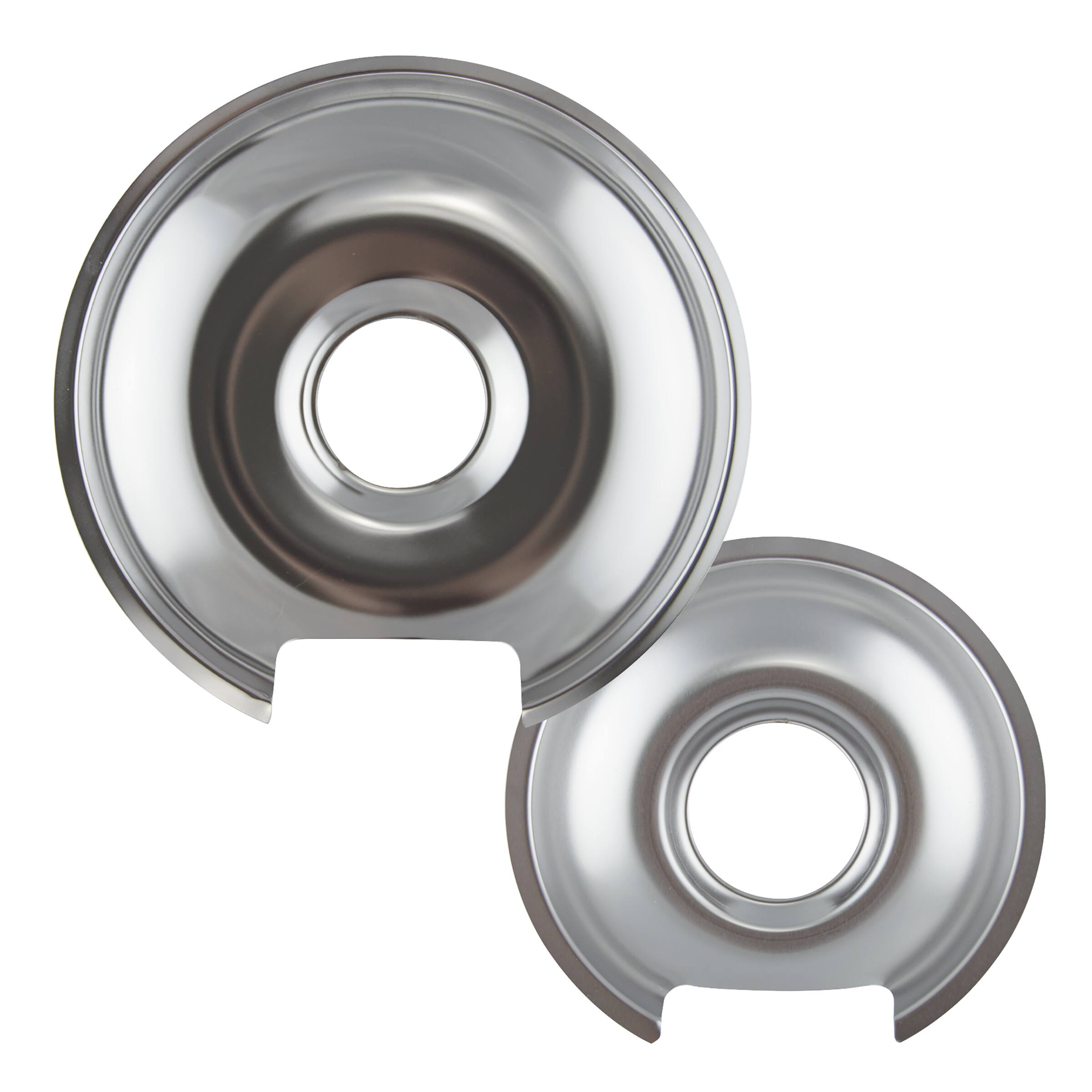 Alt View 1. Range Kleen - Range Kleen 10342X Style E 2pk Heavy Duty Chrome Drip Pans, Large and Small.