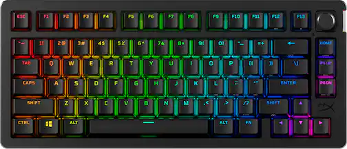 HyperX - Alloy Rise 75 Wireless Mechanical Gaming Keyboard with RGB Lighting and Hot-Swappable Switches - Black