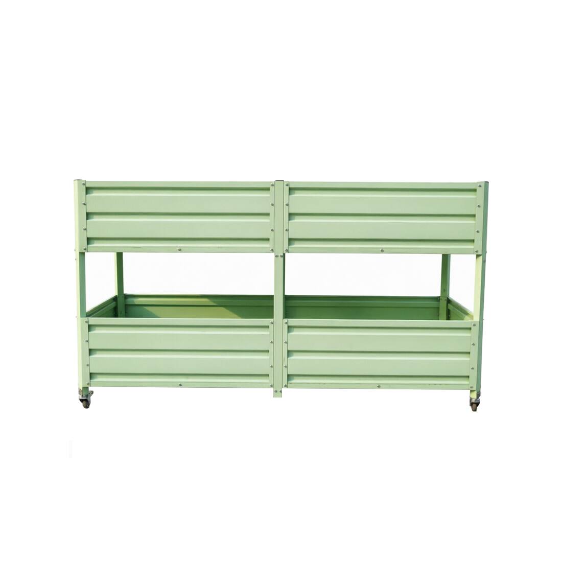 Alt View 9. Loheer - Loheer 2-Tier Elevated Raised Garden Bed Rolling Metal Planter Box with Lockable Wheels Green.
