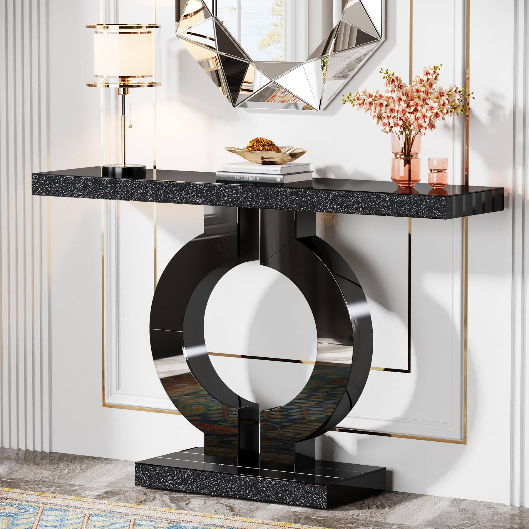 Tribesigns 43 Inch Modern Mirrored Console Table Black - Best Buy