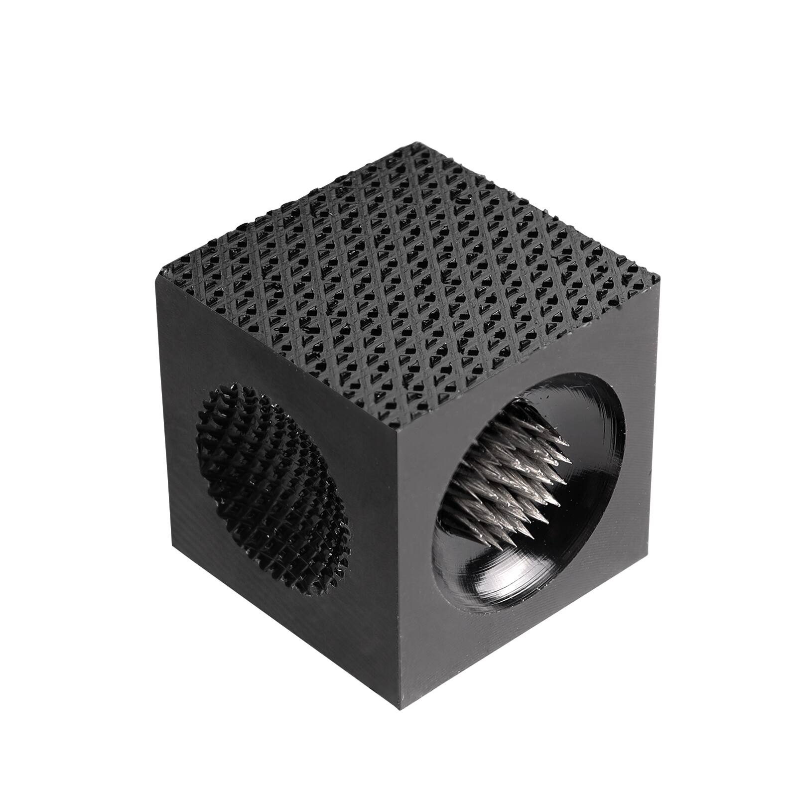 Front. GSE Games & Sports Expert - 5-in-1 Pool Cue Tip Tool Cube, Billiard Cue Tip Repair Tool Scuffer/Shaper/Aerator (Black) - Black.