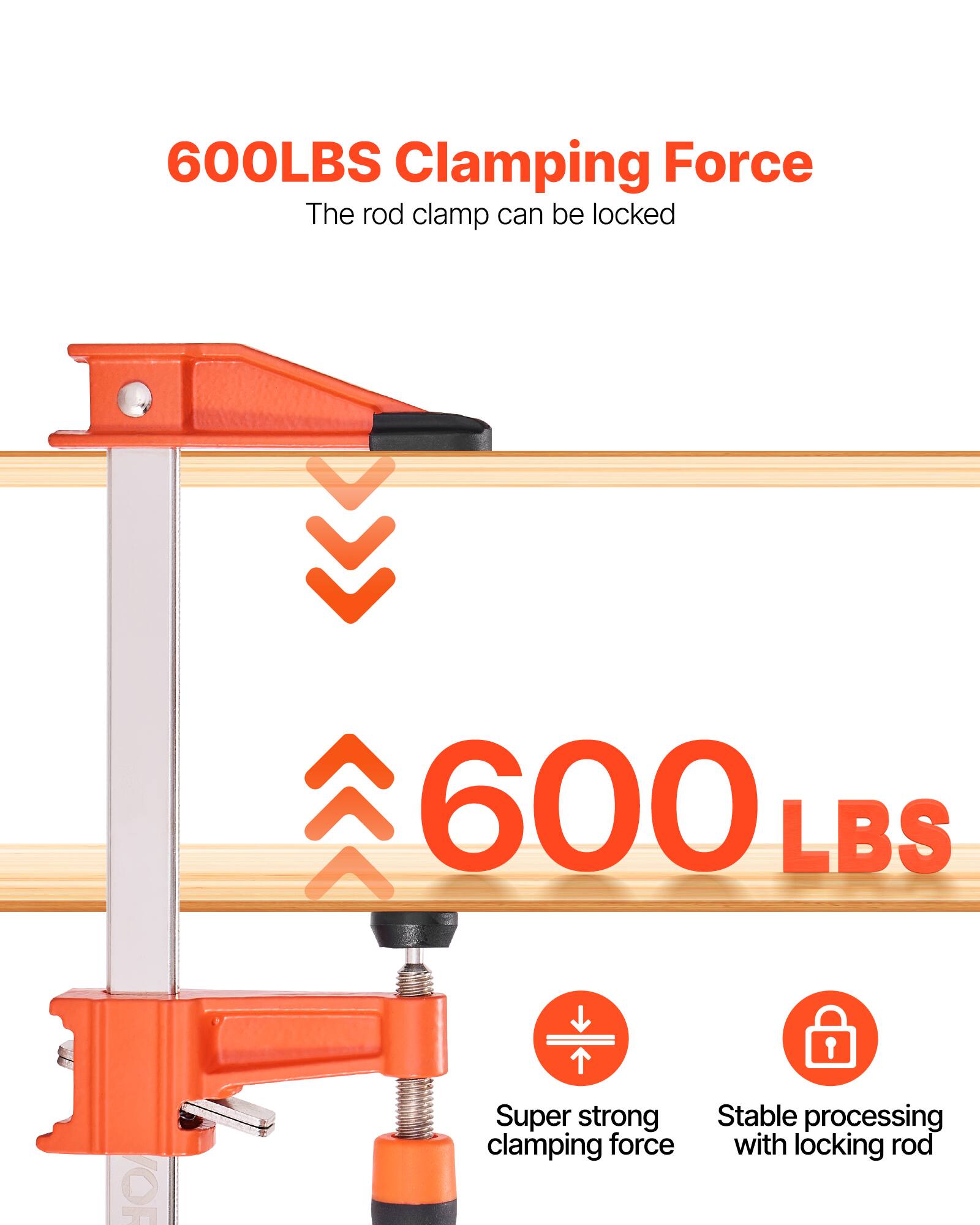 600LBS Clamping Force  
The rod clamp can be locked  

600 LBS  

Super strong clamping force  
Stable processing with locking rod