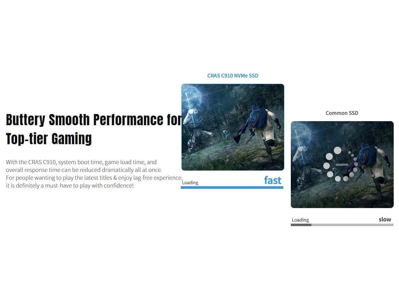 CRAS C910 NVMe SSD

Buttery Smooth Performance for Top-tier Gaming

With the CRAS C910, system boot time, game load time, and overall response time can be reduced dramatically all at once. For people wanting to play the latest titles & enjoy lag-free experience, it is definitely a must-have to play with confidence!

fast
LOADING

slow
Loading