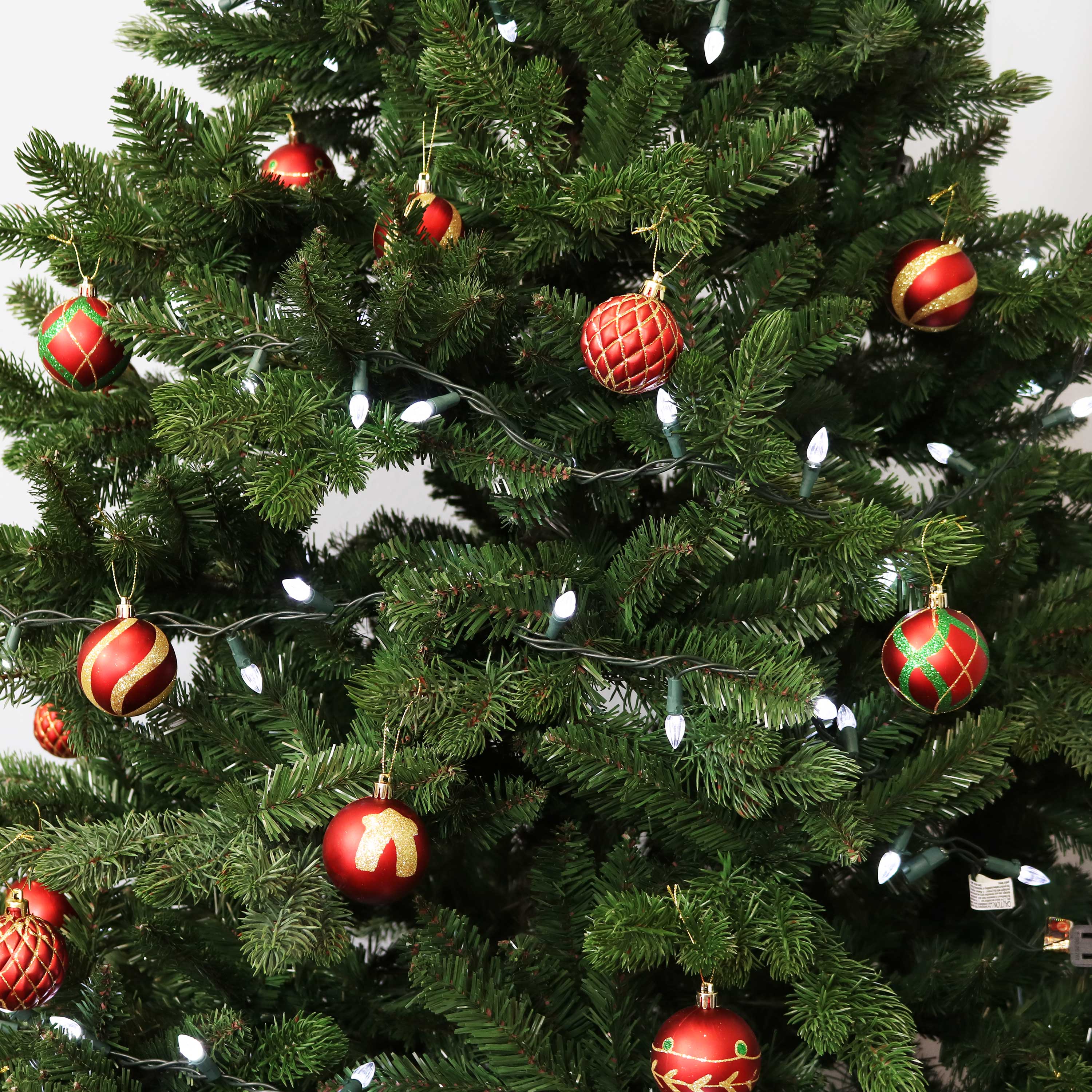 Alt View 3. Sunnydaze - Holiday Glitter 30-Piece Christmas Ornament Set - Red/Gold.