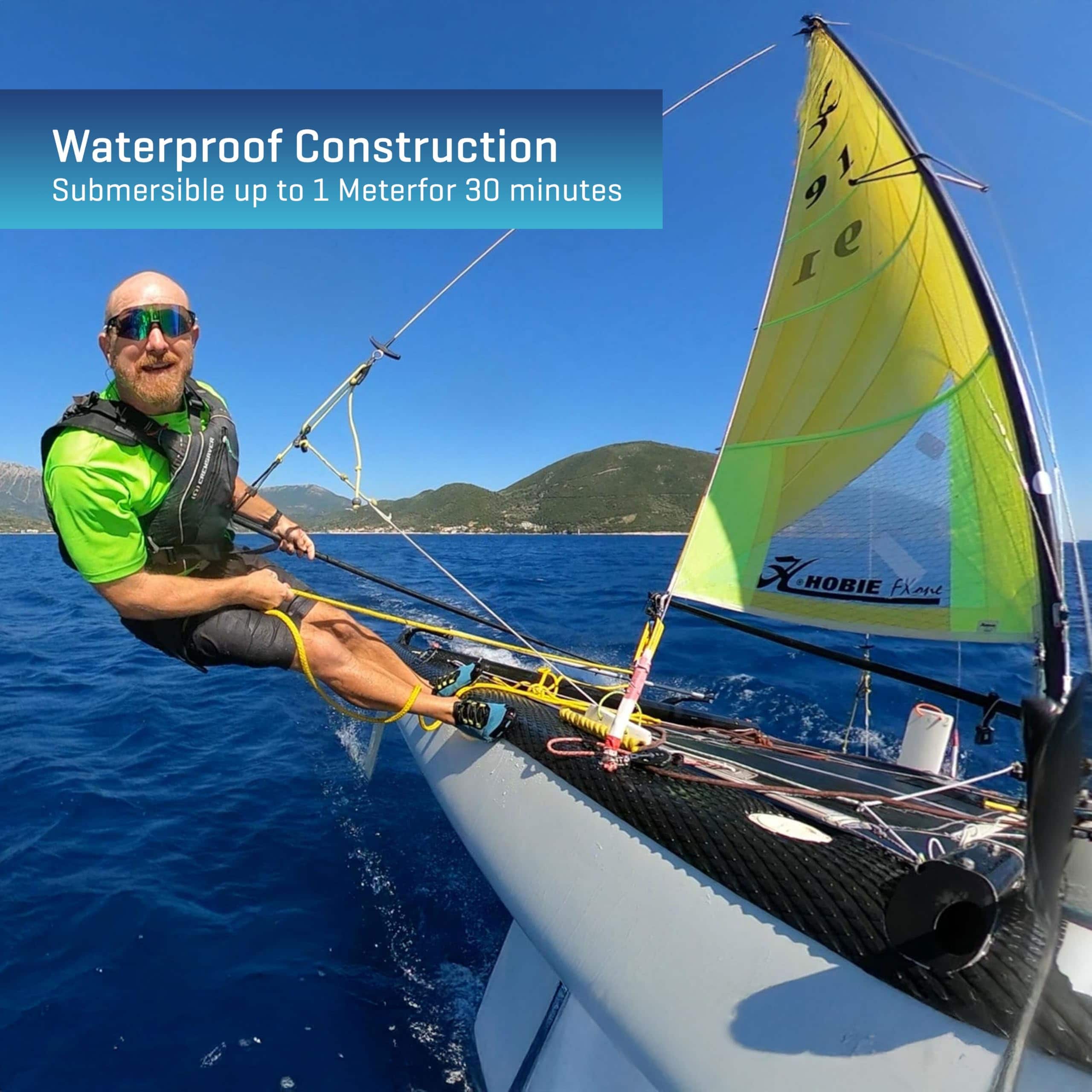 Waterproof Construction
Submersible up to 1 Meter for 30 minutes
1 91 9 91
EXCHOBIE HOBIE Fxone