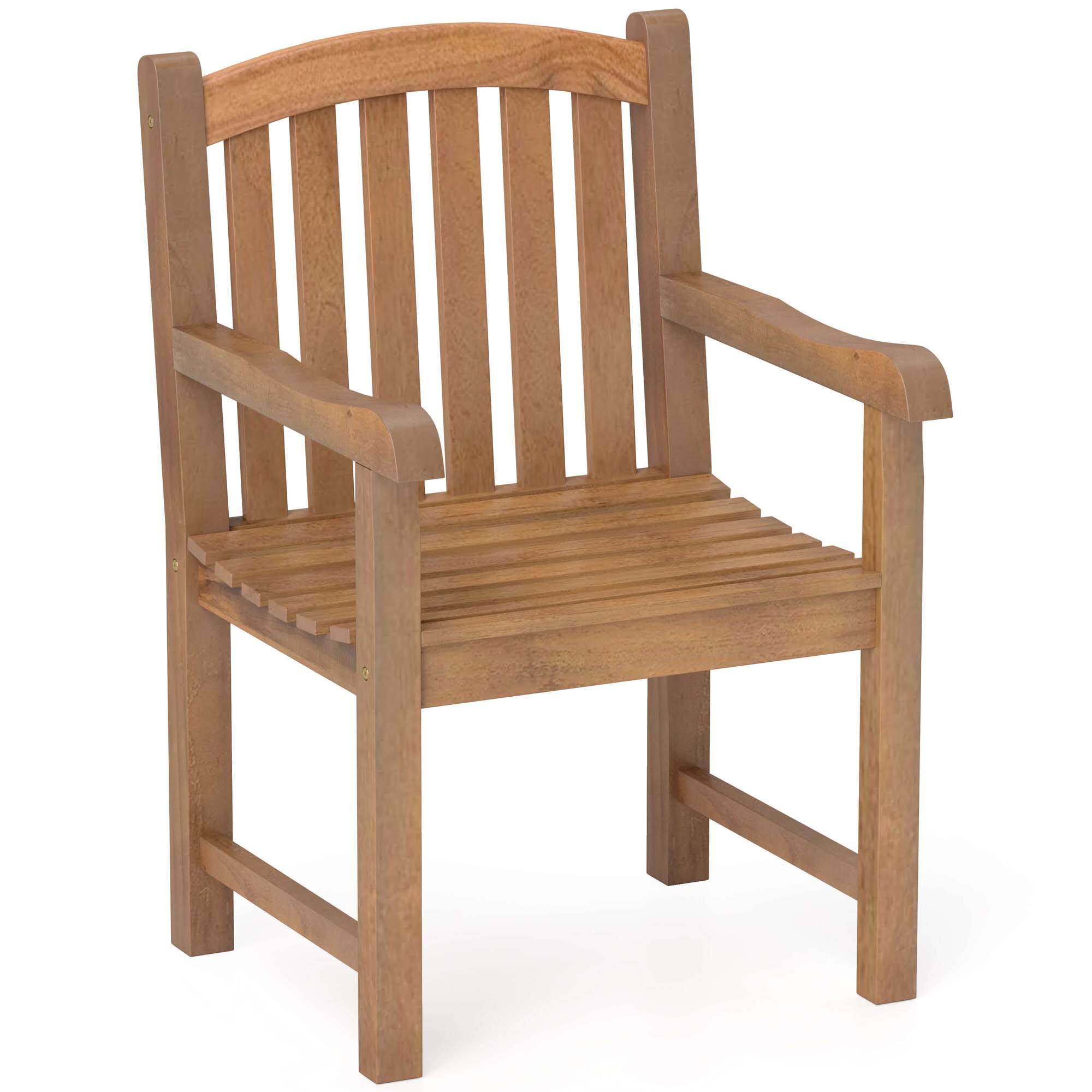 Front. Costway - 1 PCS Teak Wood Patio Dining Chair Outdoor Armchair with Slatted Seat & Solid Legs - Natural.
