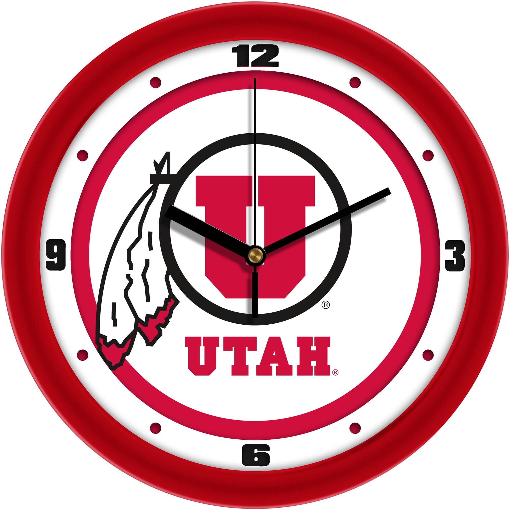MpDirect - Utah Utes 11.5'' Suntime Premium Glass Face Traditional Logo Wall Clock - Multicolor