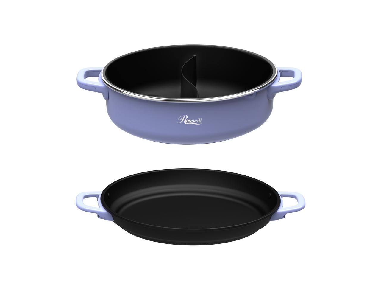 Front. Rosewill - Rosewill 12.7QT Electric Hot Pot Kit: Dual-Sided Pot & Fry Pan, Non-Stick, Carry Handle - Iris - Iris.