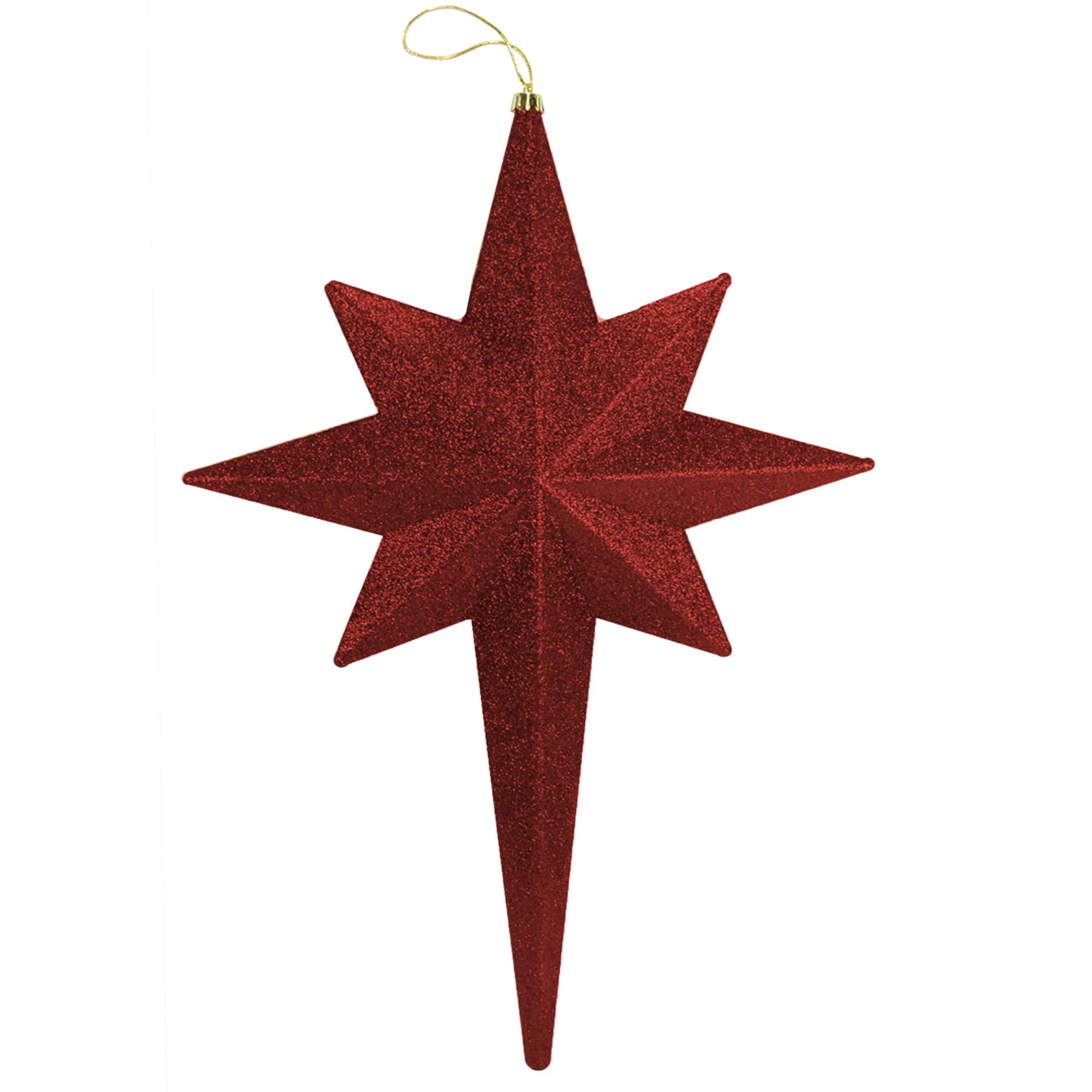 Christmas Central - 20" Burgundy Glittered Bethlehem Star Shatterproof Christmas Ornament - Red
