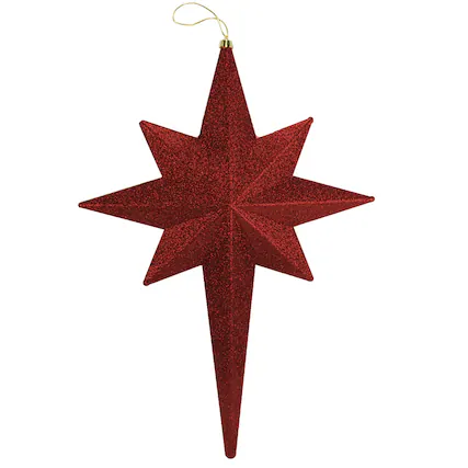 Front. Christmas Central - 20" Burgundy Glittered Bethlehem Star Shatterproof Christmas Ornament - Red.