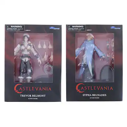 4 WARNING: CHOKING HAZARD Small parts Not for children under 3 years AGES 8+
WARNING: CHOKING HAZARD Small parts Not for children under 3 years AGES 8+
ASTLEVANIA
TREVOR BELMONT ACTION FIGURE
ASTLEVANIA
SYPHA BELNADES ACTION FIGURE