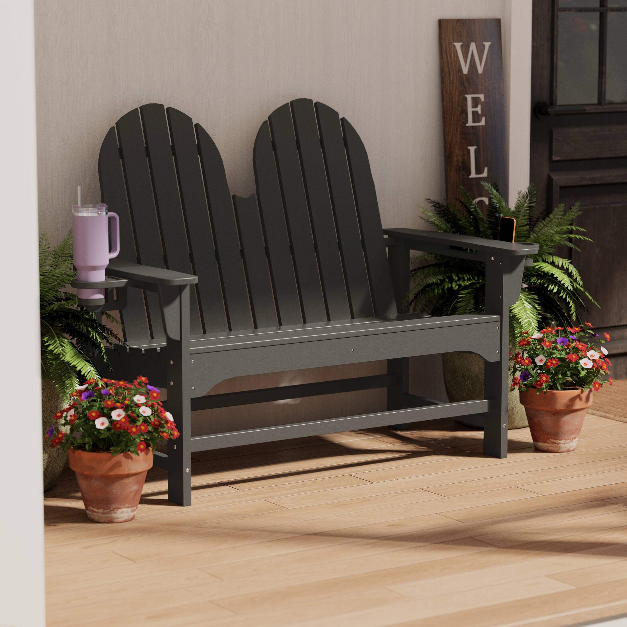 Angle. WestinTrends - WestinTrends St. Augustine Outdoor Patio 49" HDPE Adirondack Garden Bench - Gray.