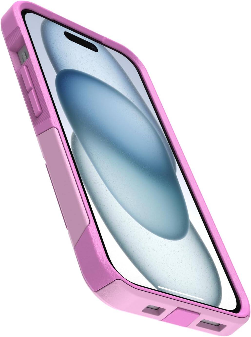 Front. OtterBox - OtterBox iPhone 15, iPhone 14, and iPhone 13 Commuter Series Case - RUN WILDFLOWER (Pink), slim & tough, pocket-friendly - Pink.