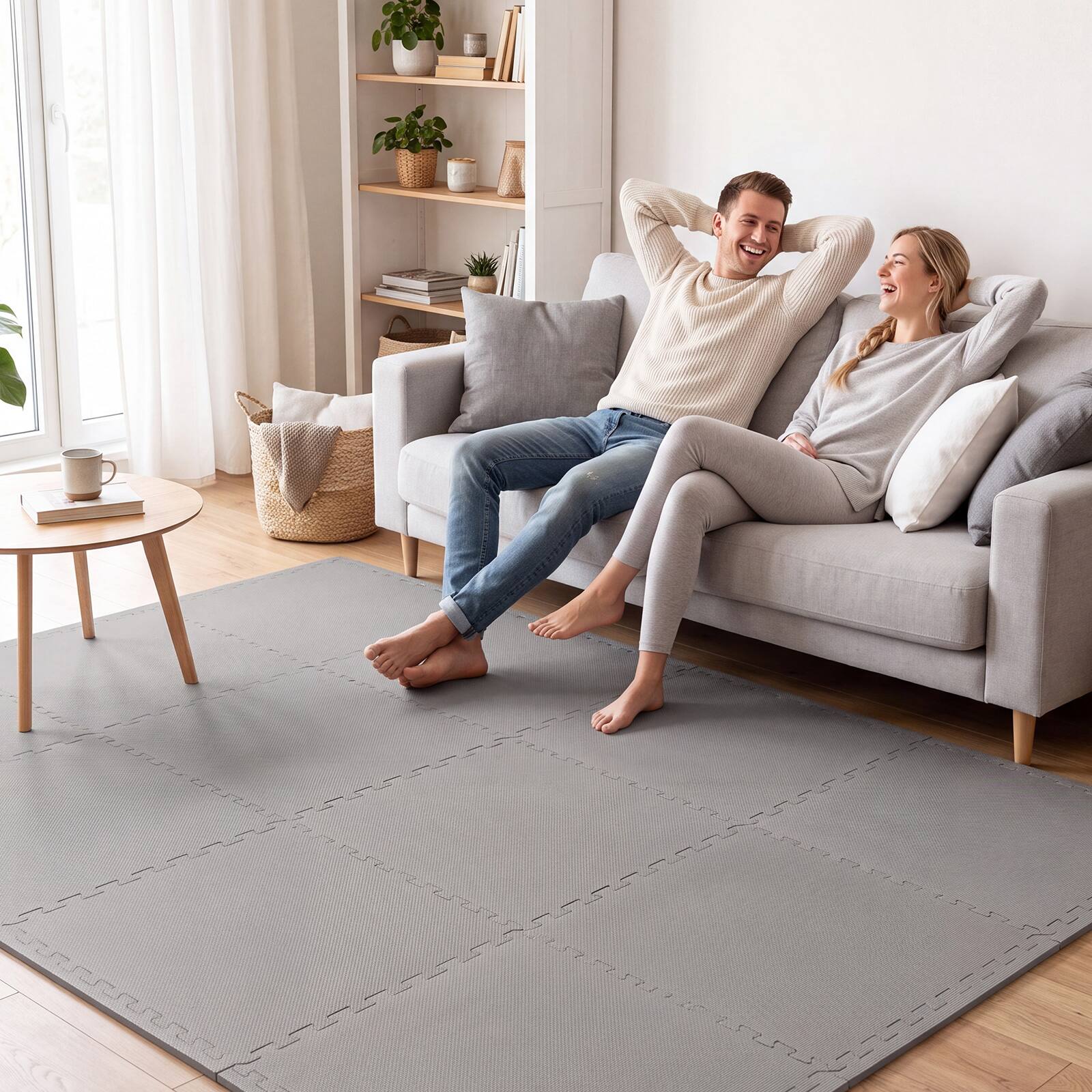 Alt View 3. Costway - Costway 24 Pack Interlocking EVA Foam Floor Tiles, 1/2 Inch Thick Puzzle Exercise Mats - Gray.