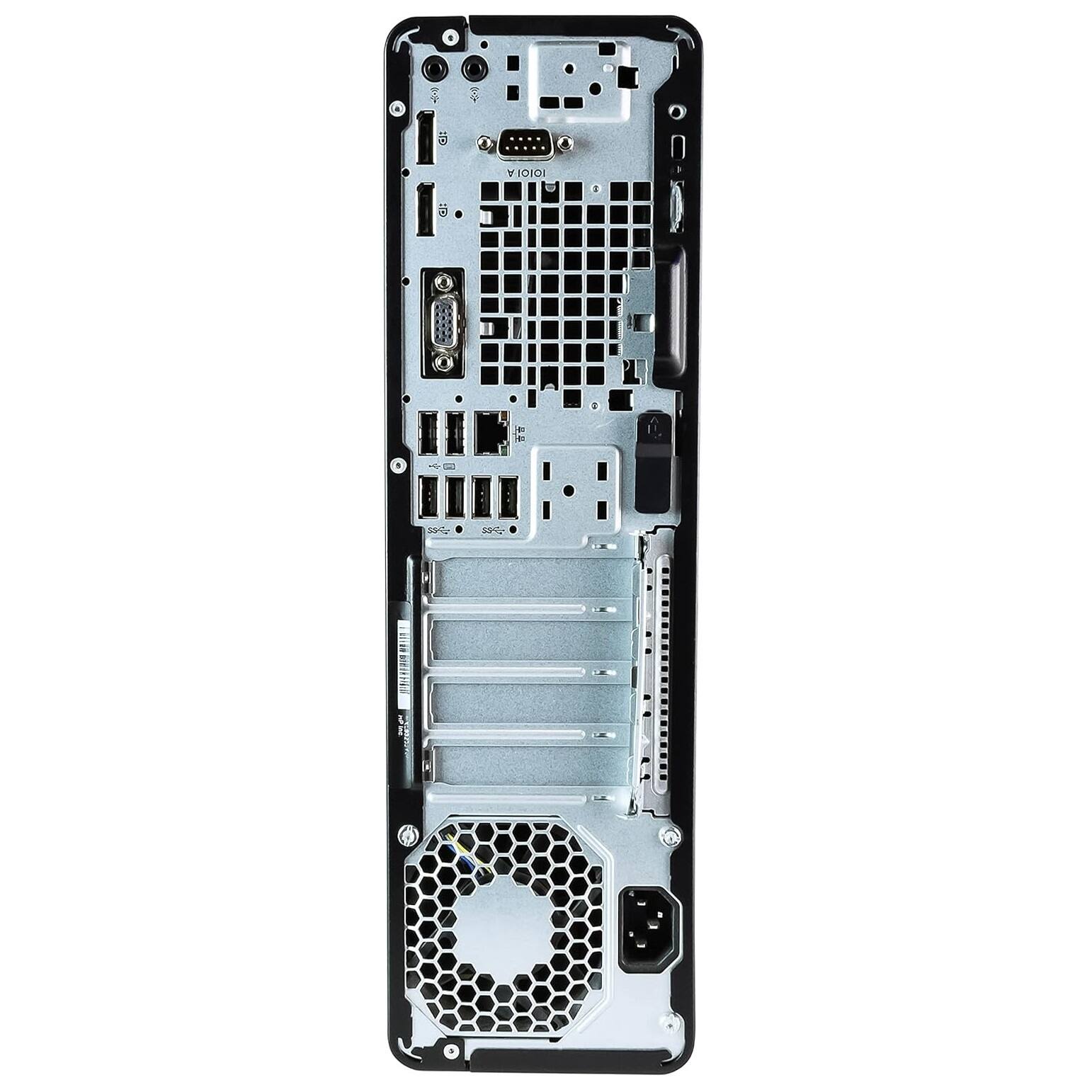 Back. HP - HP ProDesk 600G4 SFF Desktop PC, Intel Core i5-8500 up to 4.1GHz, 32GB DDR4 RAM, 1TB SSD, USB WiFi, Win11 Pro - Black.